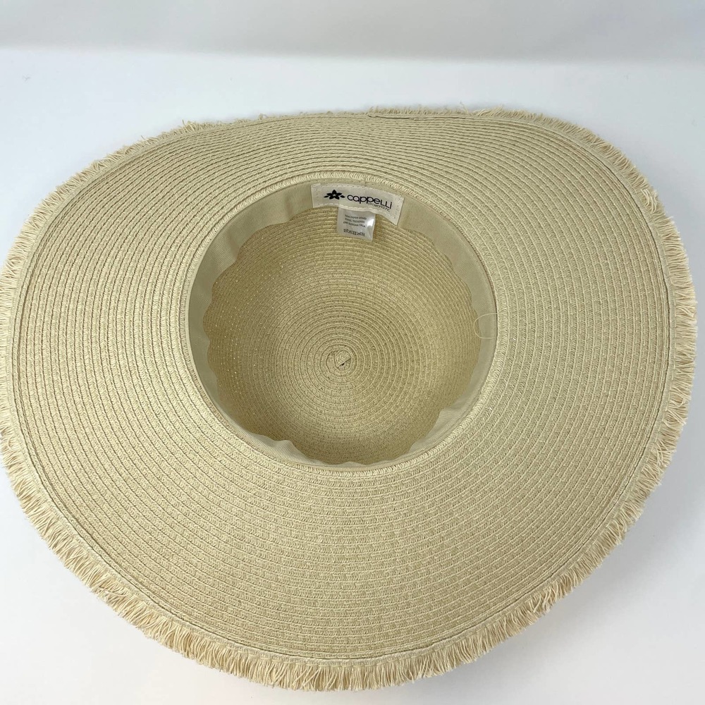 Cappelli Straworld Tan Straw Sunhat With White Tassel One Size New - Picture 7 of 9